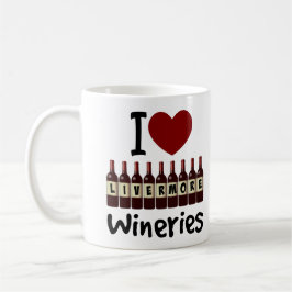 I Love Livermore Wineries Heart and Wine Bottles コーヒーマグカップ
