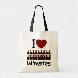 I Love Livermore Wineries Heart and Wine Bottles トートバッグ