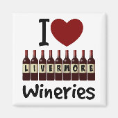 I Love Livermore Wineries Heart and Wine Bottles マグネット (正面)