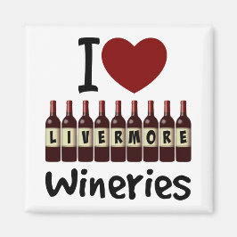 I Love Livermore Wineries Heart and Wine Bottles マグネット
