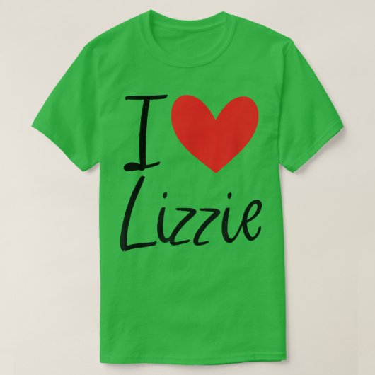 I Love Lizzie Name パーソナライズされた Girl Woman BFF Fri Tシャツ (デザイン正面)