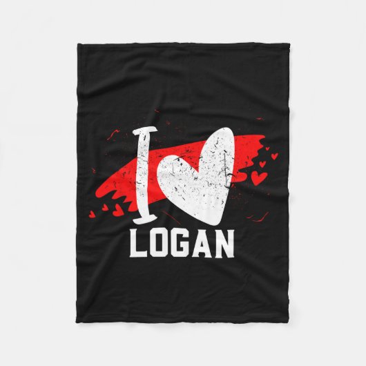 I Love Logan I Heart Logan  フリースブランケット (正面)