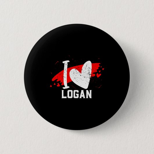 I Love Logan I Heart Logan  缶バッジ (正面)