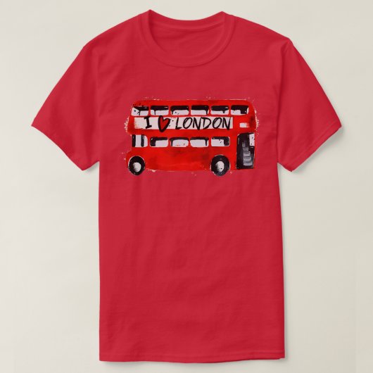 I Love London Red Busロンドン旅行ラバーロンド Tシャツ (デザイン正面)