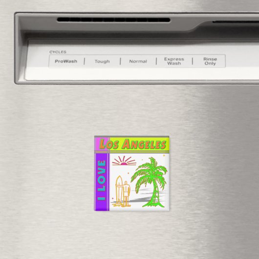 "I LOVE Los Angeles"Sun Palm Tree&Surfer#2 Magnet マグネット (インサイチュ (食洗機))