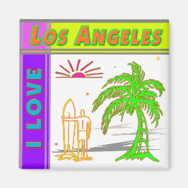"I LOVE Los Angeles"Sun Palm Tree&Surfer#2 Magnet マグネット
