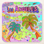 I LOVE Los Angeles Vacation Target Coaster スクエアペーパーコースター (正面)