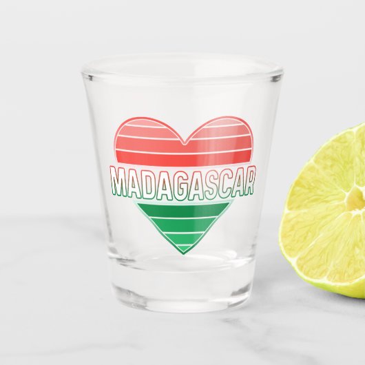I Love Madagascar，マダガスカルハート ショットグラス (正面)