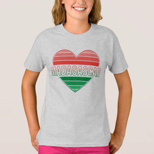 I Love Madagascar，マダガスカルハート Tシャツ (正面)