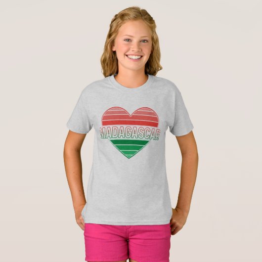 I Love Madagascar，マダガスカルハート Tシャツ (正面フル)