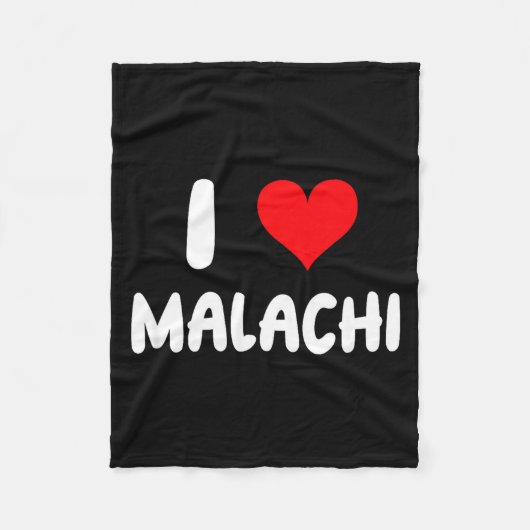 I Love Malachi - Heart - Name  フリースブランケット (正面)
