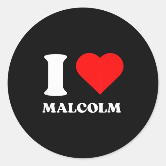 I Love Malcolm I Heart Malcolm Name Y2k Valentines ラウンドシール (正面)
