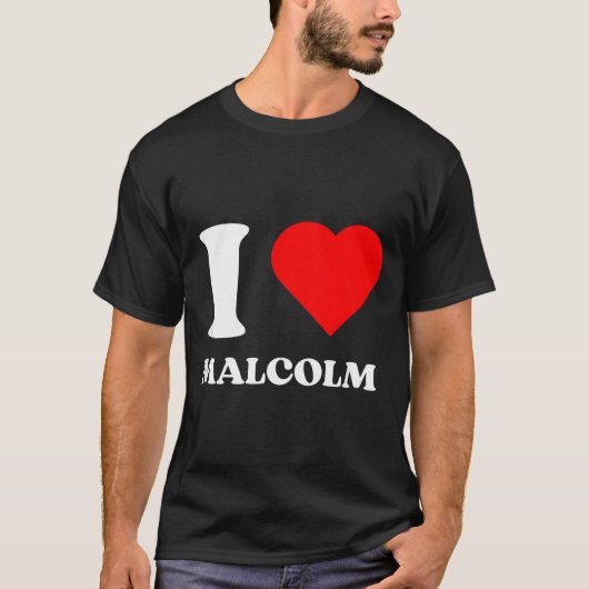 I Love Malcolm I Heart Malcolm Name Y2k Valentines Tシャツ (正面)