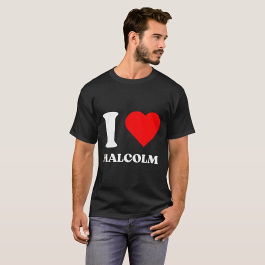 I Love Malcolm I Heart Malcolm Name Y2k Valentines Tシャツ (正面フル)