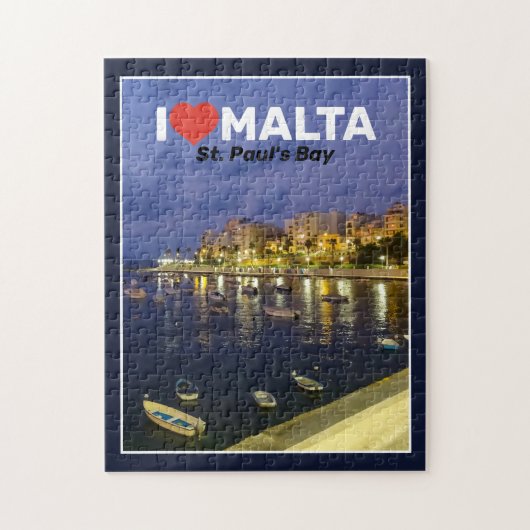 I Love Malta St.Paul's Bay By Night Mediterranean ジグソーパズル (縦)