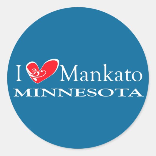 I Love Mankato Minnesota ラウンドシール (正面)