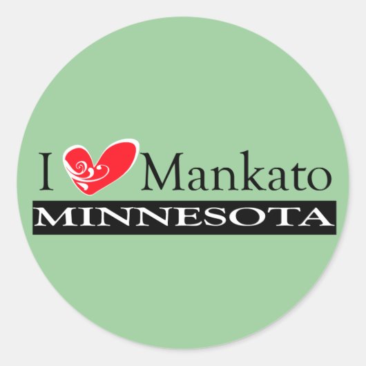 I Love Mankato Minnesota ラウンドシール (正面)