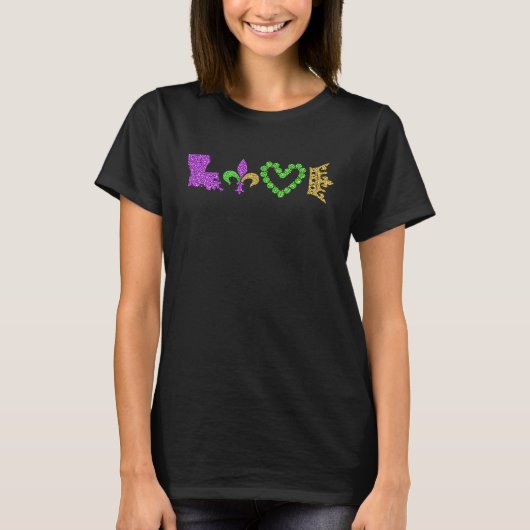 I LOVE Mardi Gras Fleur De Lys Symbol Men Women Tシャツ (正面)