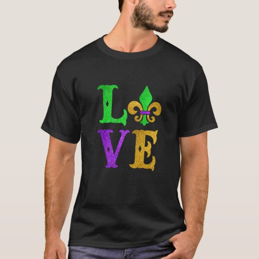 I Love Mardi Gras Funny Mardi Gras Fleur De Lys Fe Tシャツ (正面)