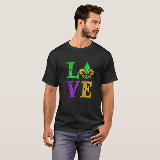 I Love Mardi Gras Funny Mardi Gras Fleur De Lys Fe Tシャツ (正面フル)