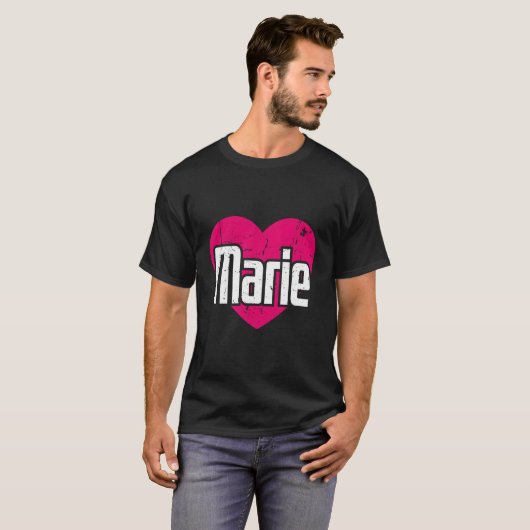 I Love Marie First Name I He Marie Tシャツ (正面フル)