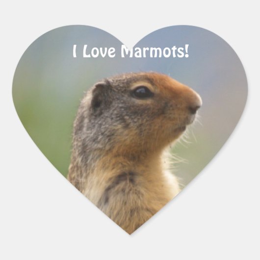 I Love Marmots Wildlife写真ハートシール ハートシール (正面)