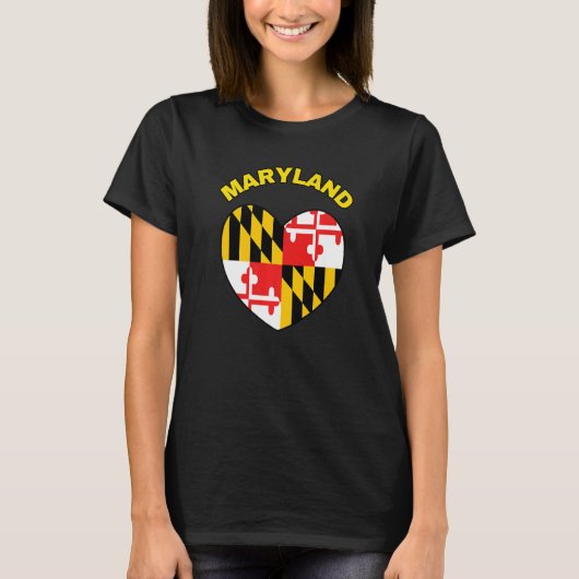I Love Maryland MD State Flag Heart Baltimore Hon  Tシャツ (正面)