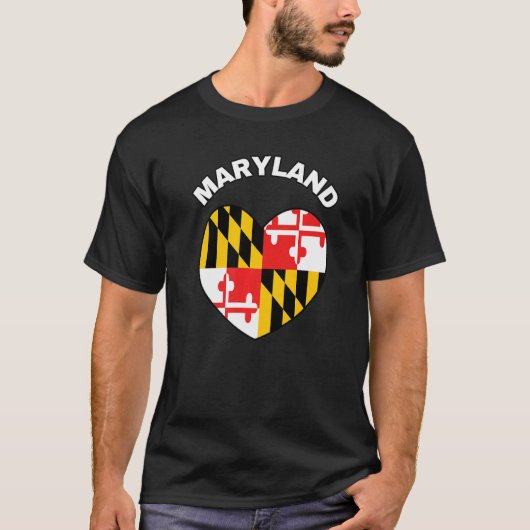 I Love Maryland MD State Flag Heart Baltimore Hon  Tシャツ (正面)