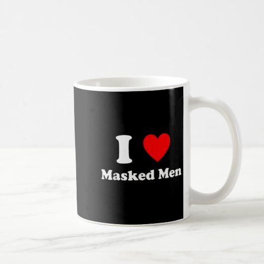 I Love Masked Men Design  コーヒーマグカップ (右)