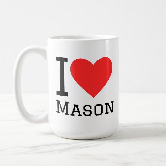 I love Mason Sticker コーヒーマグカップ (左)