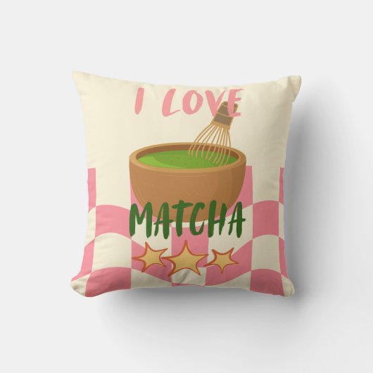 I Love Matcha スロー枕 | かわいい抹茶クッション クッション (正面)