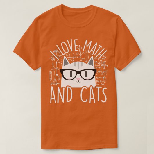 I Love Math And Cats Cute Kitty Cat Feline Lover G Tシャツ (デザイン正面)
