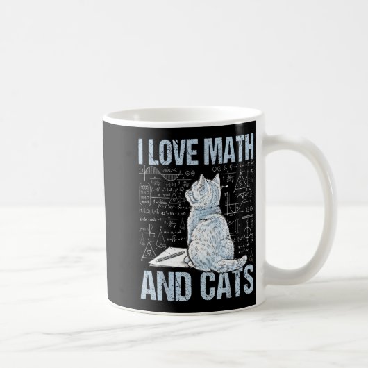 I Love Math And Cats Science Teacher Student Funny コーヒーマグカップ (右)