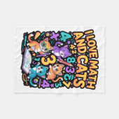 I Love Math And Cats Teacher Student  フリースブランケット (正面(横))