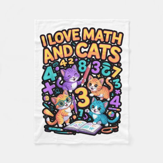 I Love Math And Cats Teacher Student  フリースブランケット (正面)