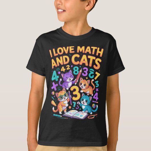 I Love Math And Cats Teacher Student Tシャツ (正面)