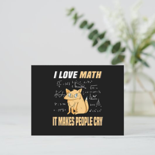 I Love Math Cat Kitten Mathegenie Math先生 ポストカード (スタンド正面)