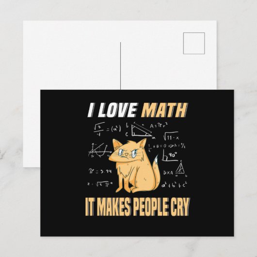 I Love Math Cat Kitten Mathegenie Math先生 ポストカード (正面/裏面)