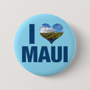 I Love Maui Hawaiiかわいいハワイアン写真 缶バッジ
