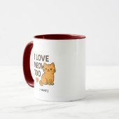 I LOVE MEOW TOO マグカップ – 名前入りカスタマイズ (正面左)