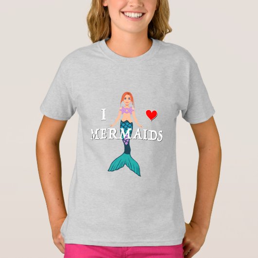 I Love Mermaidsデザイン – 女子の基本Tシャツ Tシャツ (正面)