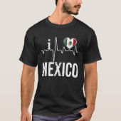 I Love Mexico Heartbeat Flag For Mexican Pride Tシャツ (正面)