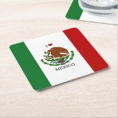 i love mexico - mexican flag, スクエアペーパーコースター (アングル)