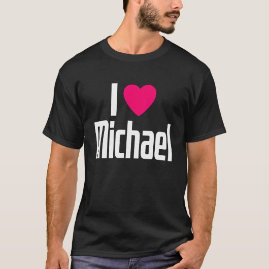 I Love Michael Pink Heart I Heart Michael Tシャツ (正面)