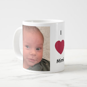 I Love Mimi 祖母 祖父 おじいちゃん おばあちゃん 2枚の写真入り ジャンボコーヒーマグカップ