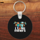 I Love Miners Funny Mining Gamer Xel Ckaxe  キーホルダー (正面)