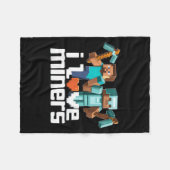 I Love Miners Funny Mining Gamer Xel Ckaxe  フリースブランケット (正面(横))