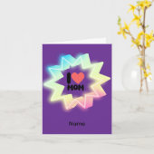 I Love Mom Colorful Neon Star カード (黄色い花)
