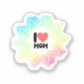 I Love Mom Colorful Neon Star シール (正面)