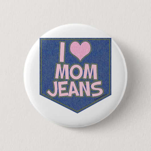 I Love Mom Jeansおもしろいファッションポケットロゴ 缶バッジ (正面)